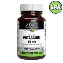 Load image into Gallery viewer, Ada&#39;s Natural Market - Potassium 99mg Vegan Tablets (100ct / 100 servings) - $0.08/serving*
