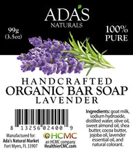 Load image into Gallery viewer, Ada&#39;s Naturals - Handcrafted Organic Bar Soap - Lavender (3.5 oz / 99g)

