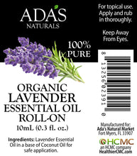Load image into Gallery viewer, Ada&#39;s Naturals - Organic Essential Oil Roll-On - Lavender (0.3 oz / 10ml)
