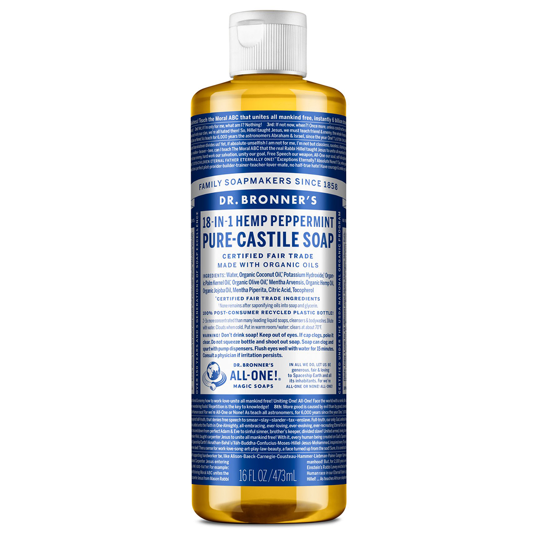 Dr. Bronner's All-One - Pure-Castile Liquid Soap - Peppermint (16oz / 473mL)