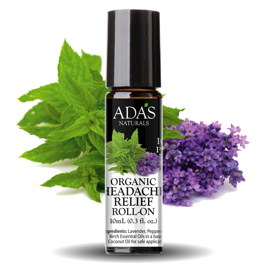 Ada's Naturals - Organic Essential Oil Roll-On - Headache Relief Blend (0.3 oz / 10ml)