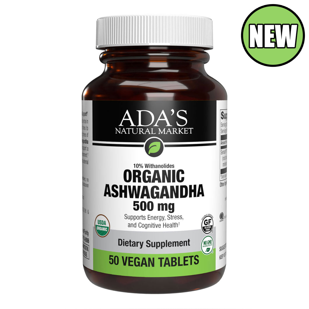 Ada's Natural Market - Organic Ashwagandha 500 mg Vegan Tablets (50ct / 50 servings) - $0.44/serving*