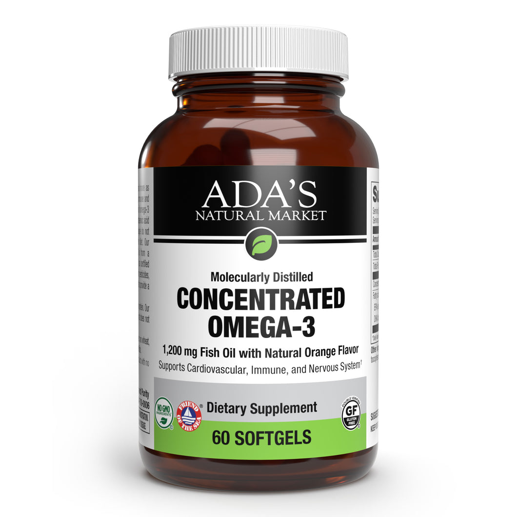 Ada's Natural Market - Concentrated Omega-3 1,200 mg Fish Oil Natural Orange Flavor Softgels (60ct / 60 servings) - $0.46/serving*