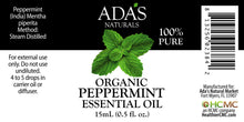 Load image into Gallery viewer, Ada&#39;s Naturals - Organic Essential Oil - Peppermint (0.5 oz / 15ml)
