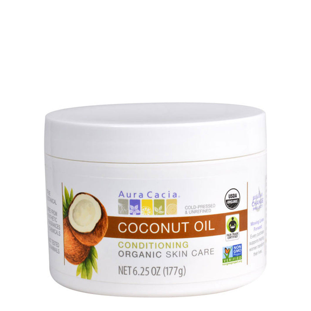 Aura Cacia - Organic Fair Trade Certified Organic Unrefined Coconut Oil (6.25oz / 185mL)