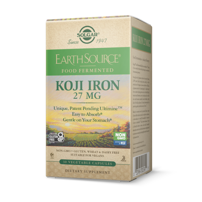 Solgar - Earth Source® Food Fermented Koji Iron 27MG Vegetable Capsule (30ct / 30 servings) - $0.36/serving*