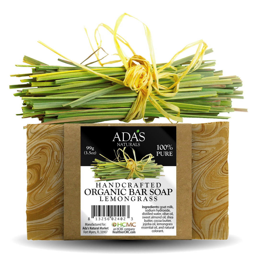 Ada's Naturals - Handcrafted Organic Bar Soap - Lemongrass (3.5 oz / 99g)