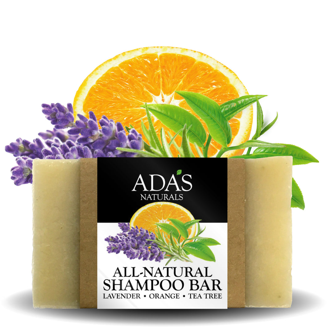Ada's Naturals - All-Natural Shampoo Bar Soap - Lavender • Orange • Tea Tree (7 oz / 198g)