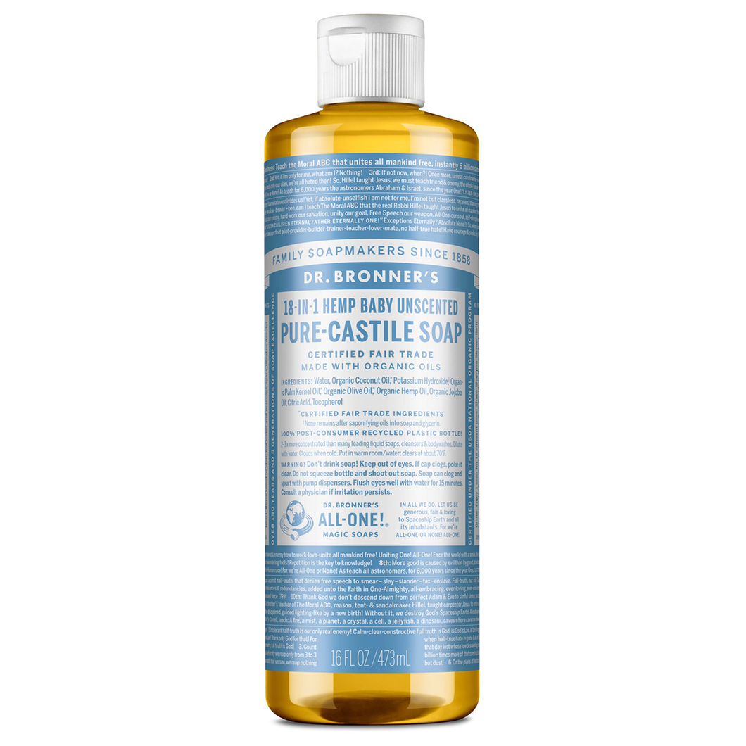 Dr. Bronner's All-One - Pure-Castile Liquid Soap - Baby Unscented (16oz / 473mL)